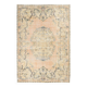 vintage beige orange turkish carpet 207x302 cm , wool hand made rug.