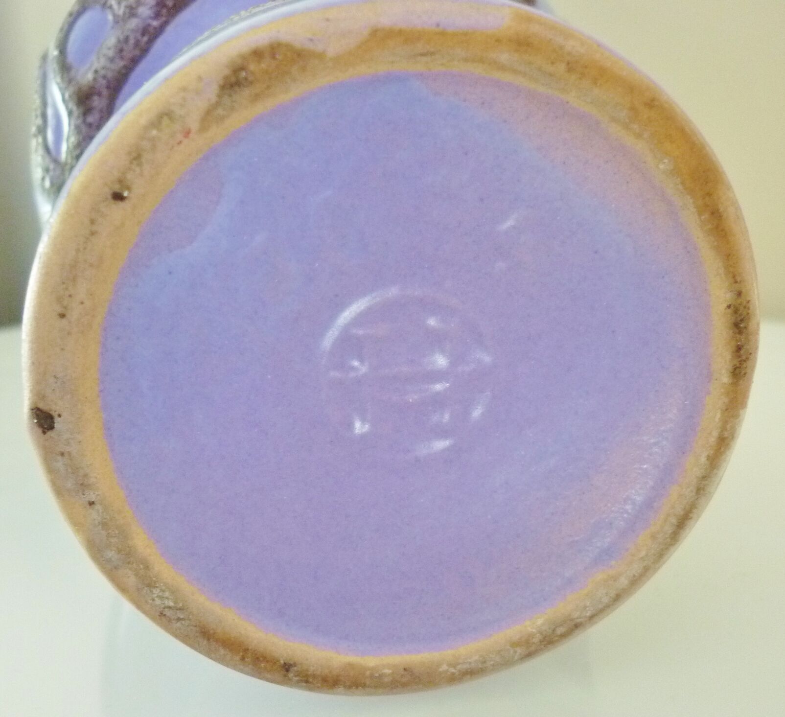 Glazed ceramic vase, abstract shape and decoration, fat lava, vintage 60s/70s