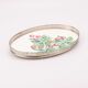 Oval Art Deco plate in earthenware and pierced metal with cherries