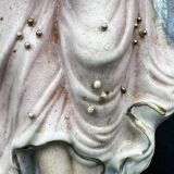 19th century polychrome plaster angel wall stoup