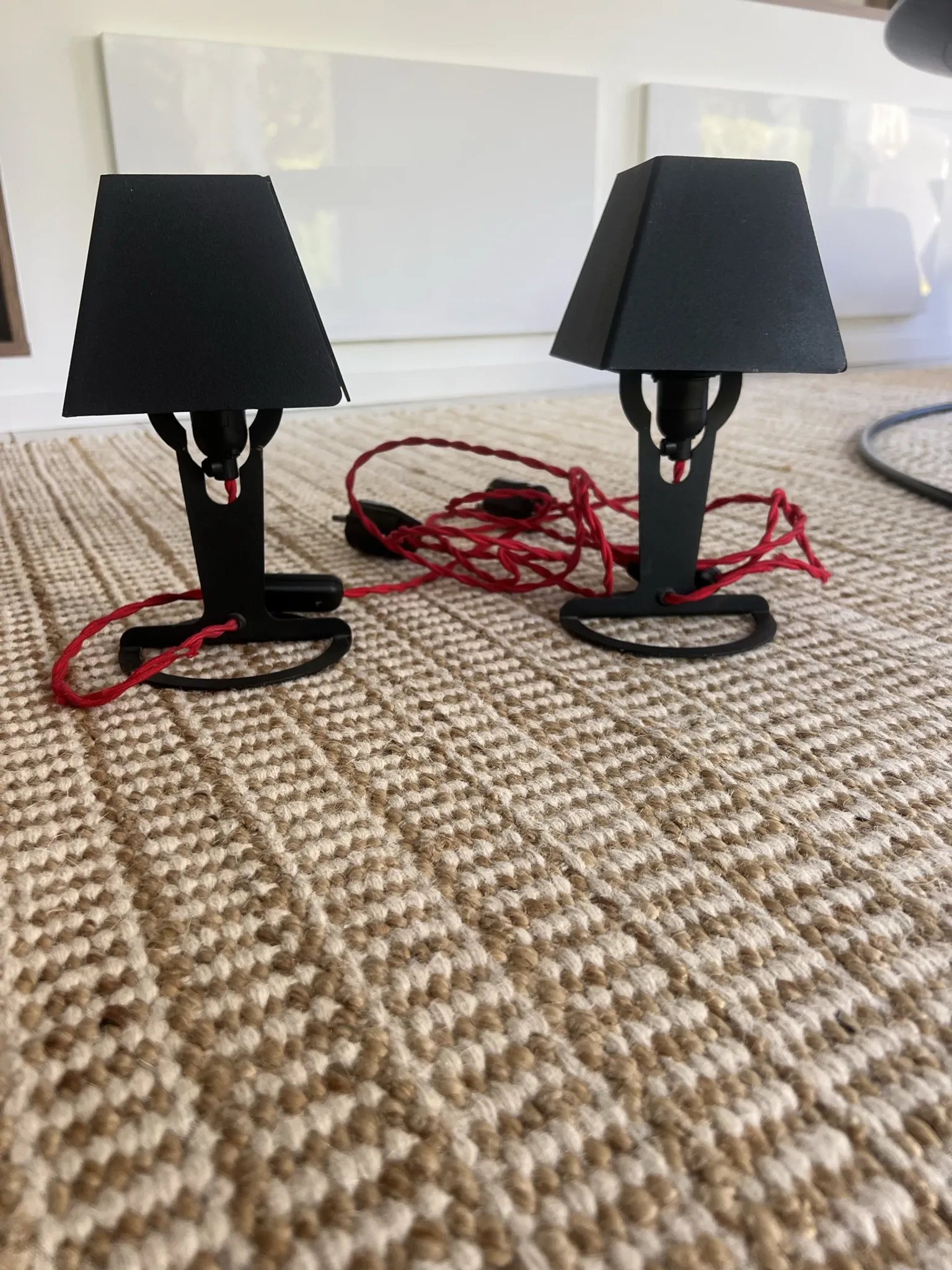 Two Established & Sons Fold T1 lamps by Alexander Taylor.