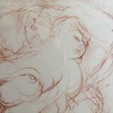 Lithograph Elongated in sanguine by Marcel Gili
