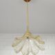 Vintage gold pendant light / Murano glass hanging lamp / Italy 1980s