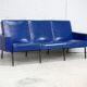 Sofa imitation leather blue and steel, 3 seats, France, circa 1960