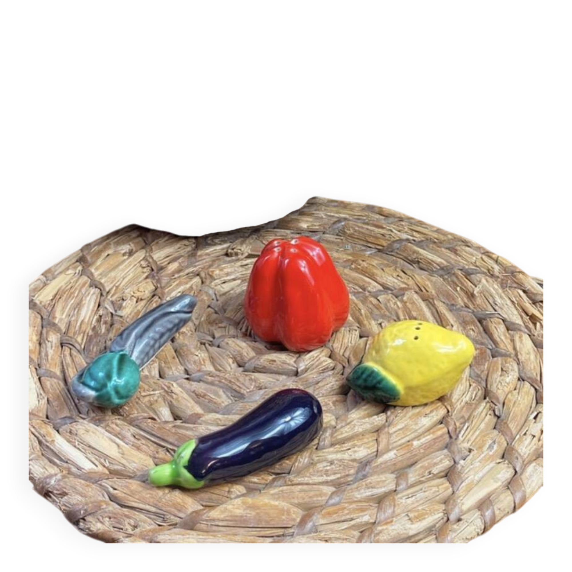 Salt and pepper shakers vegetable ceramic Vallauris