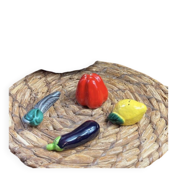 Salt and pepper shakers vegetable ceramic Vallauris