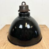 Industrial Bauhaus Black Enamel Pendant Lamp, 1930s