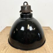 Industrial Bauhaus Black Enamel Pendant Lamp, 1930s