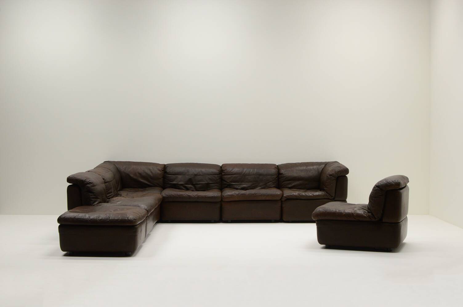 Large modular leather sofa by Rolf Benz, Germany 1970s.