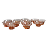 10 translucent pink bowls, small colored glass ramekin