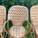 Trio of braided chestnut chairs