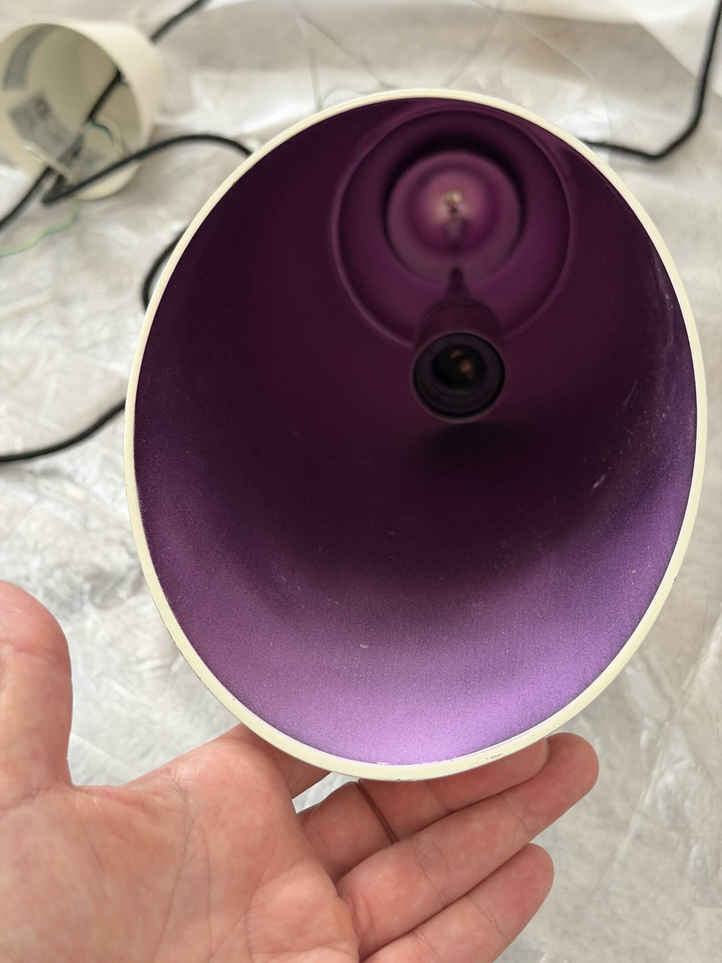 Suspension design white – metallic purple interior – Scandinavian style