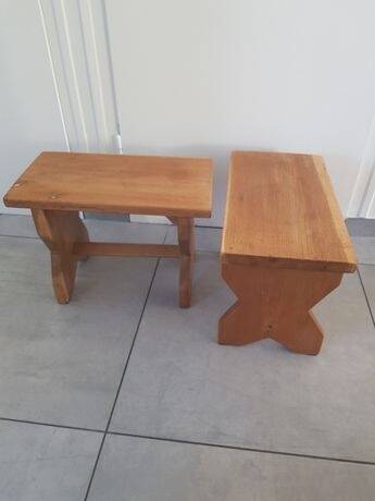 2 stools or footrests or small benches in solid wood
