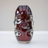 Mid-century modern handmade crystal vase in dark red by Börne Augustsson for Åseda
