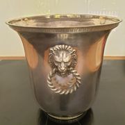 Champagne bucket decoration lion's head in silver metal
