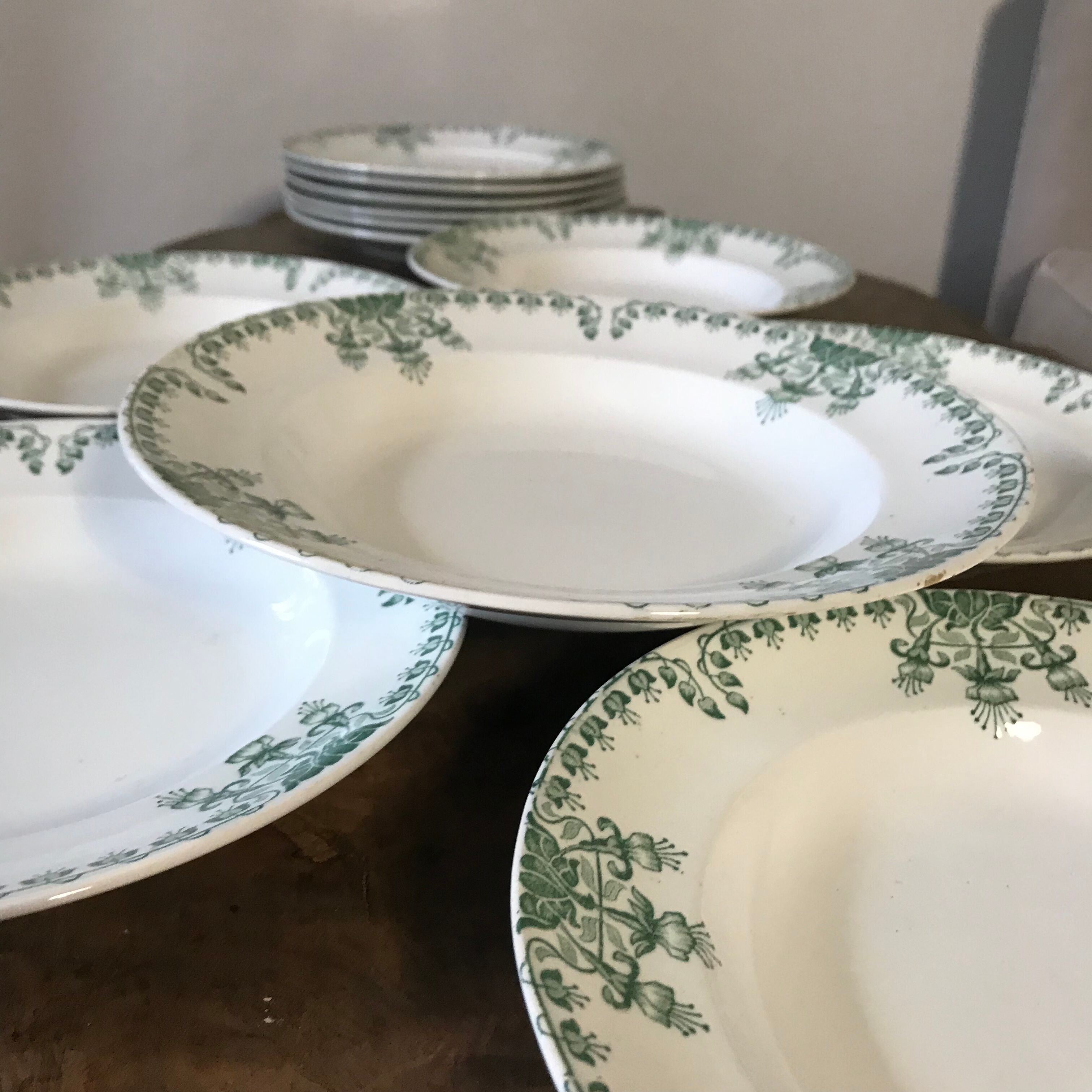 Set of 12 Terre de fer Fushia/Onnaing mixed plates