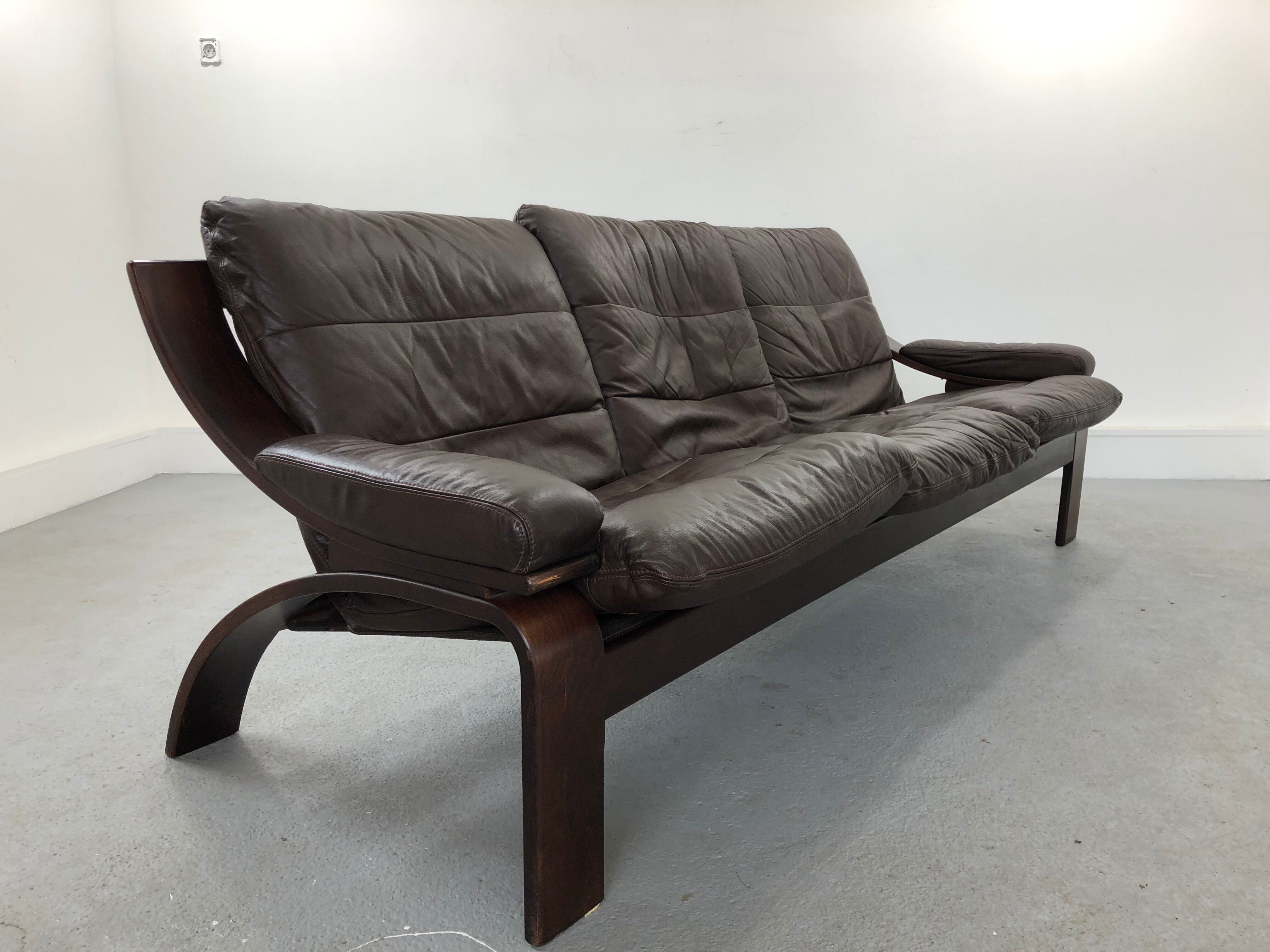 Leather Sofa, Sweden, 1970s