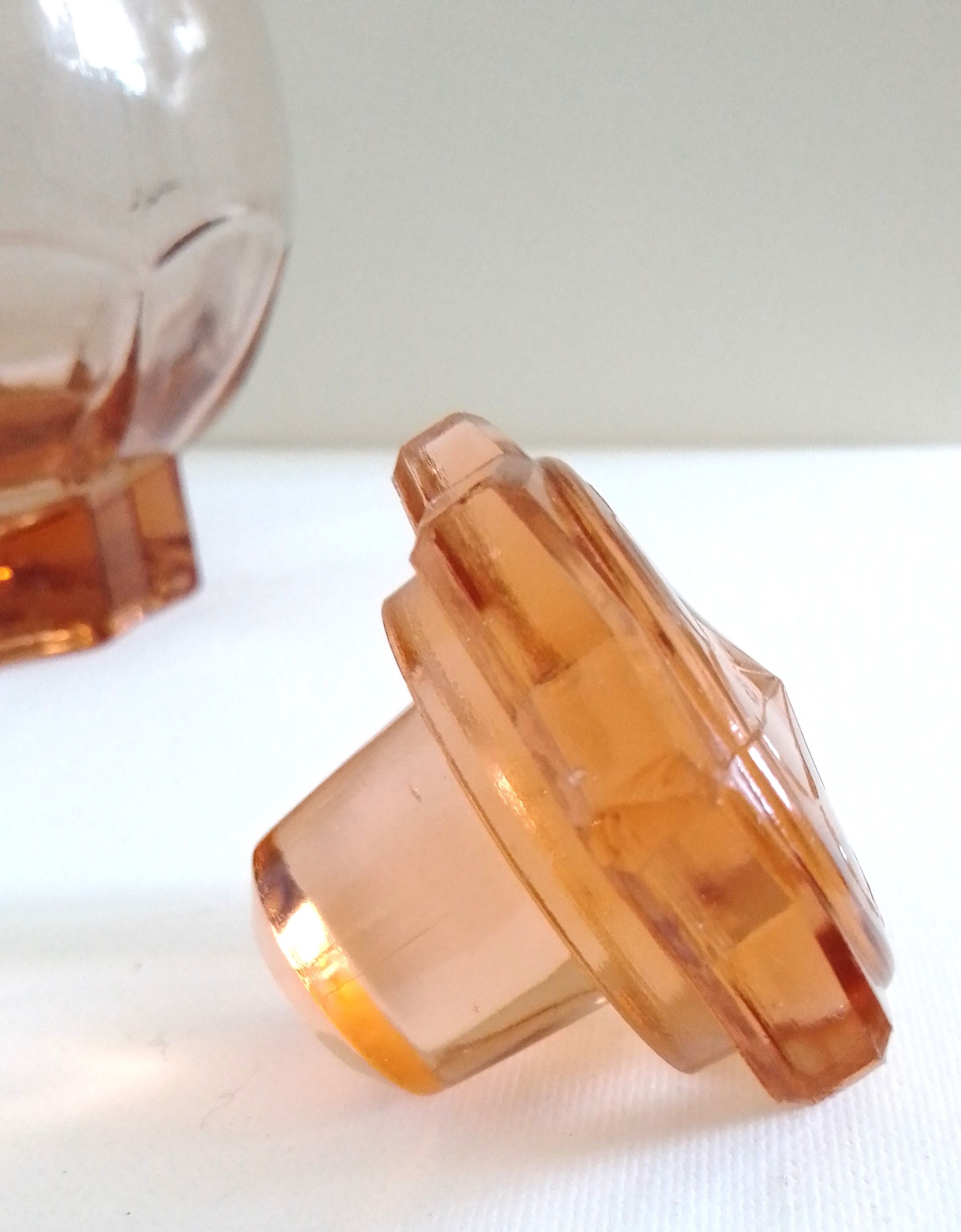 Pink molded glass decanter, Luminarc