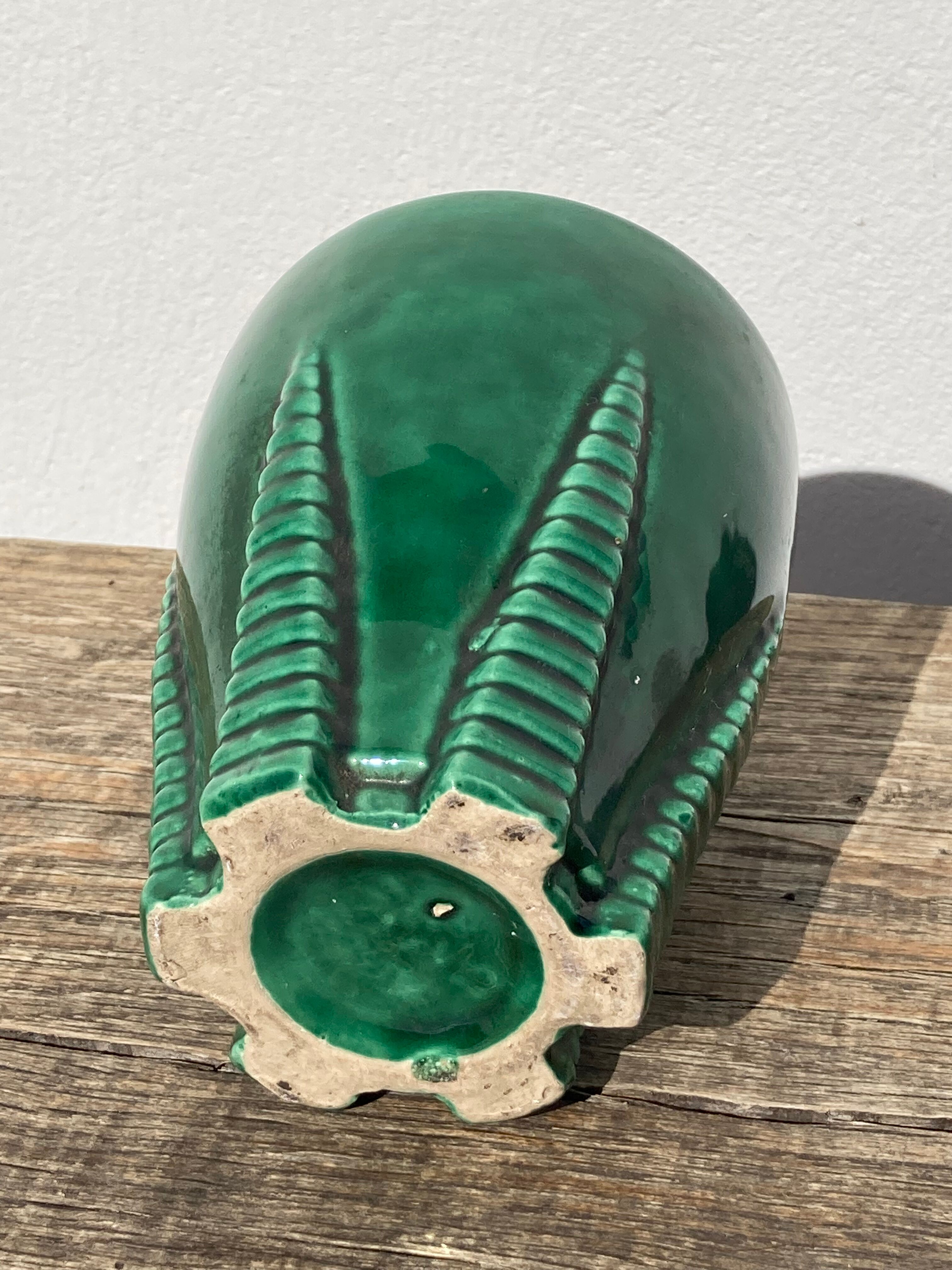 Green art deco ceramic vase