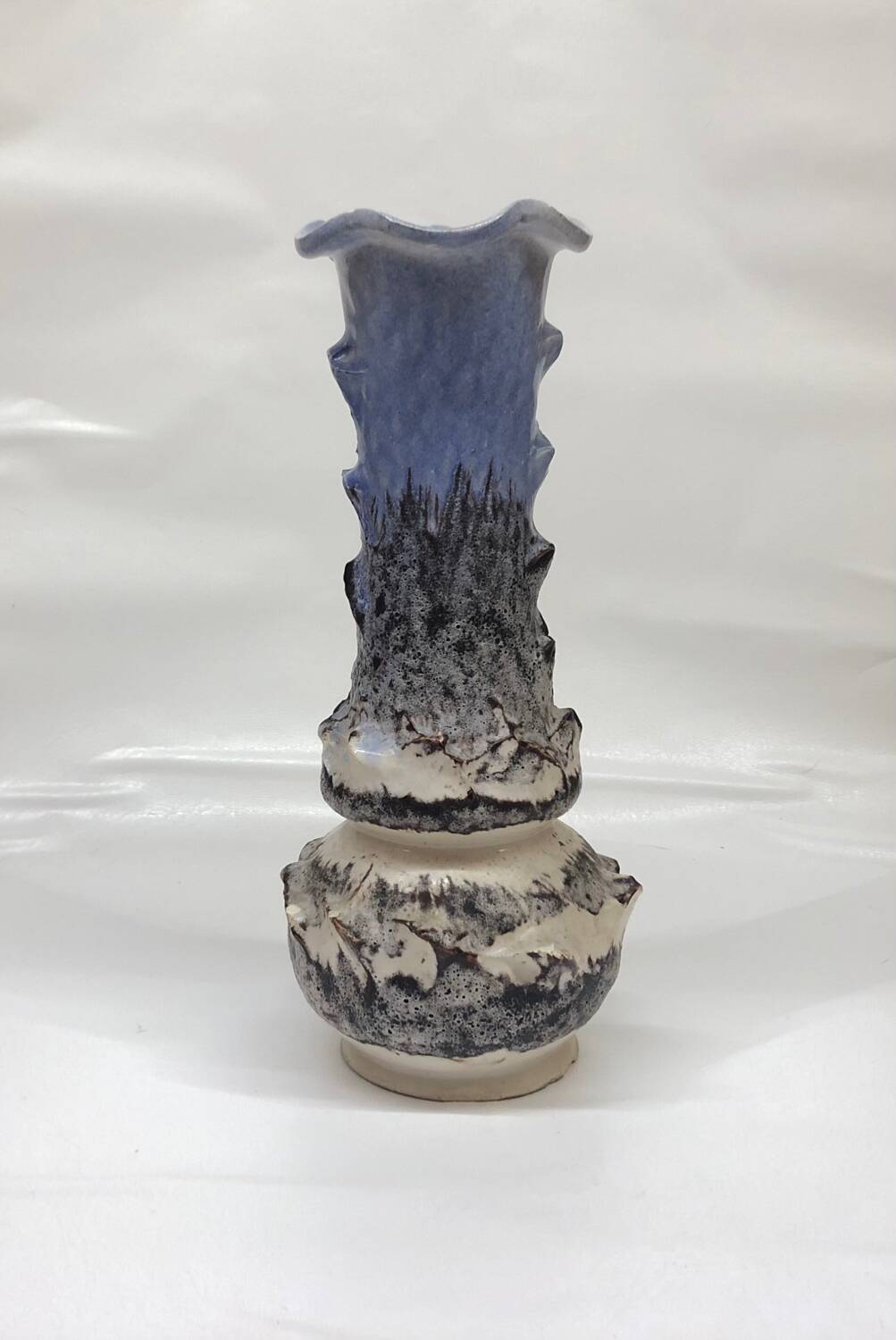 Vase fat lava blue gray Vallauris