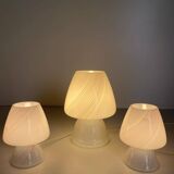 Vintage Murano mushroom table lamps, set of three, Maestri Muranesi, Italy 1970s