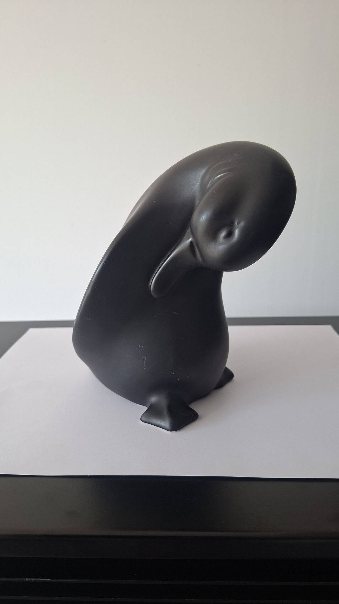 Pingouin En Céramique  Noir Vallauris André Baud