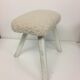 Painted beech stool, "sheep" fabric, Danish 60's