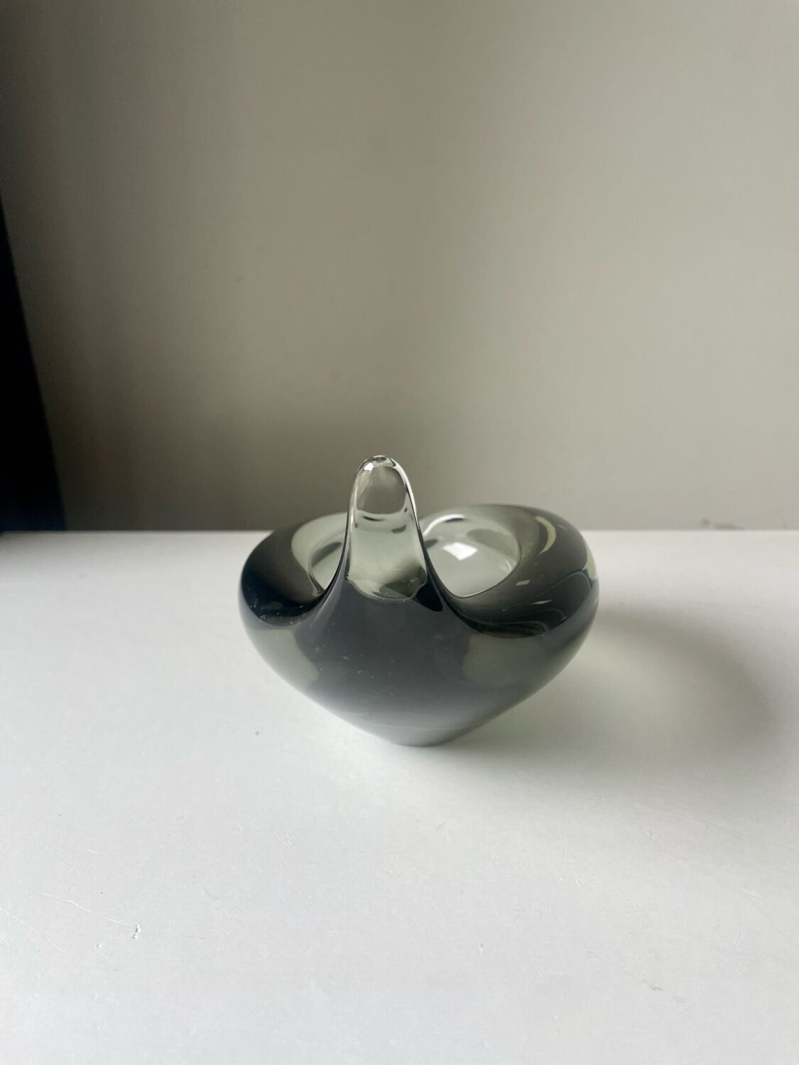 Sculptural Asymmetrical Holmegaard bowl by Per Lutken   Denmark  signed 1957