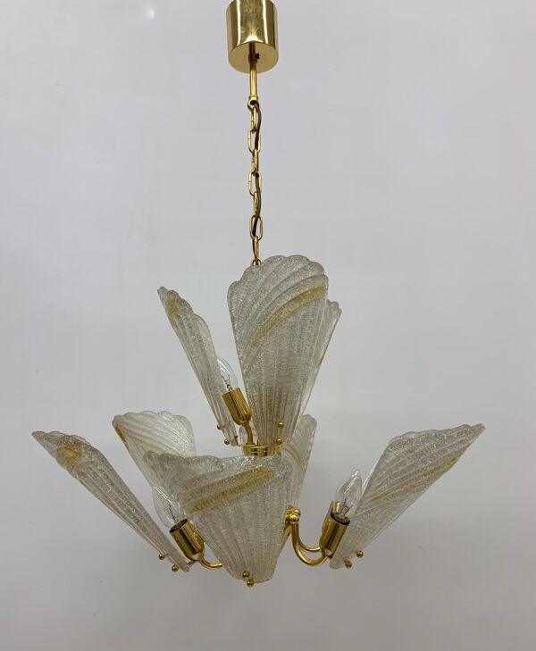 Lustre italien en verre de Murano, design régence hollywoodien, années 1970