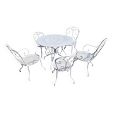 Old wrought iron garden furniture 3 armchairs + 2 chairs