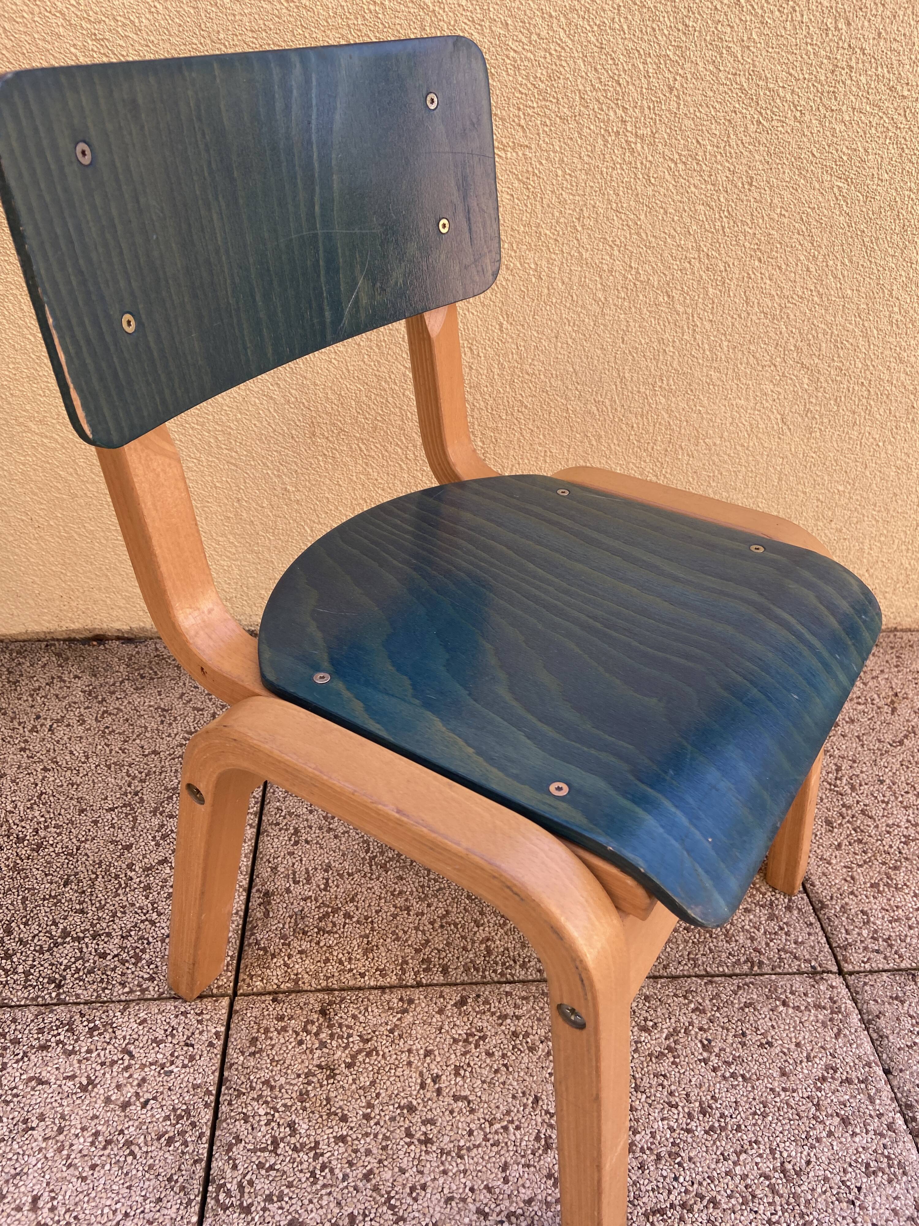Vintage wooden kindergarten chair 1970