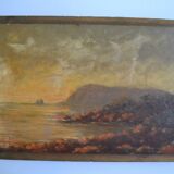 Tableau ancien bord de mer peinture marine HSP signé A. Raynal