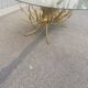 Vintage gold metal coffee table and glass top
