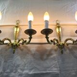 Pair of bronze wall lamps 2 lights
