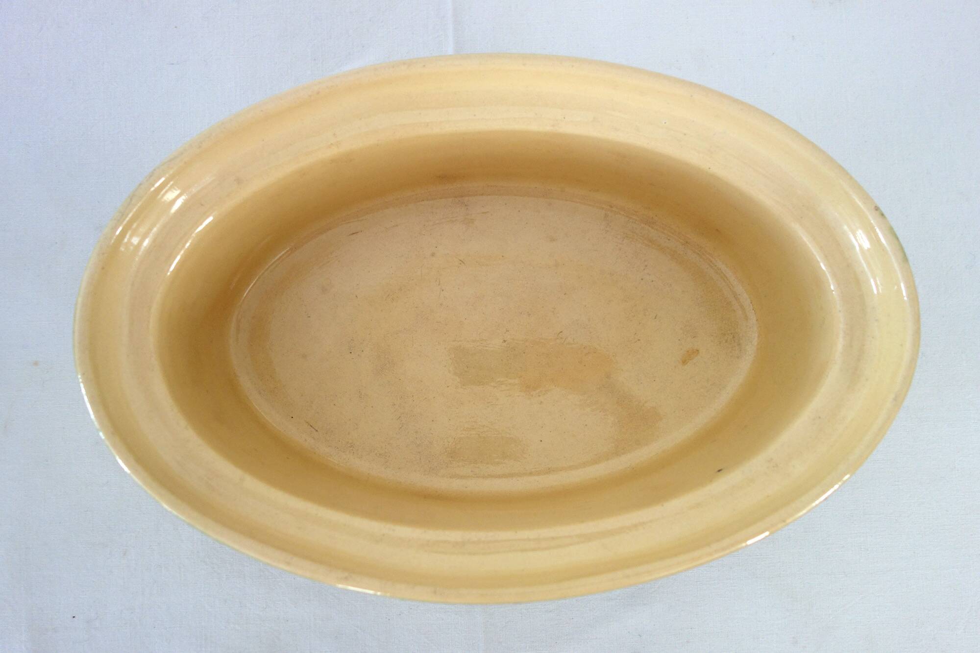Large enameled ceramic terrine dish, vintage Alsace