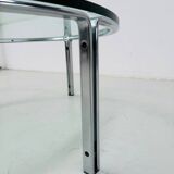 Vintage round glass & steel coffee table by Horst Brüning for Kill International, 1960s