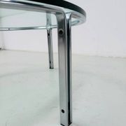 Vintage round glass & steel coffee table by Horst Brüning for Kill International, 1960s
