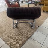 Rocking-chair en velours marron par Lama, années 70