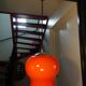 1970 orange opaline and brass pendant light