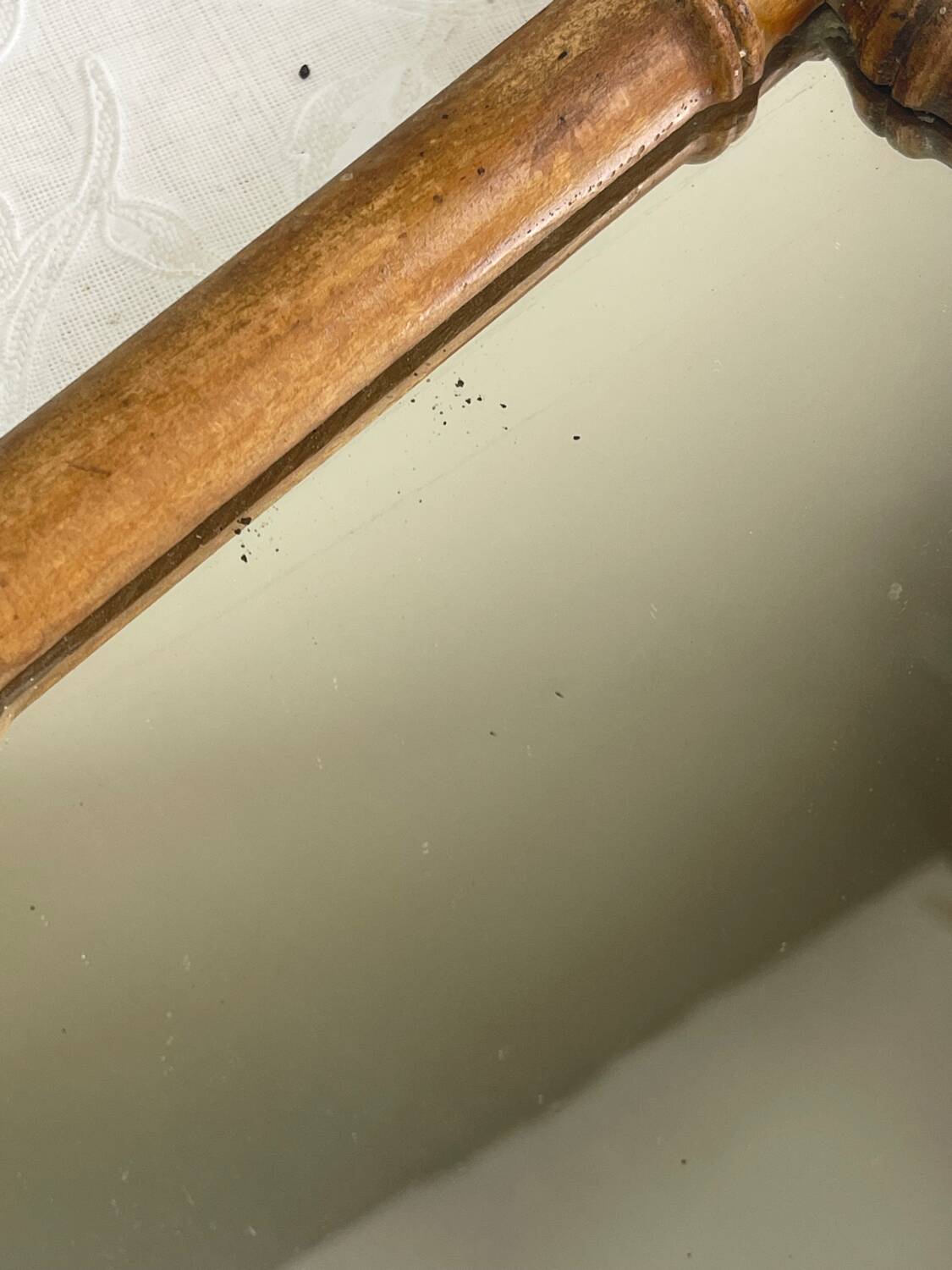 Early 20th Century Bamboo Style Turned Wood Hanging Mirror