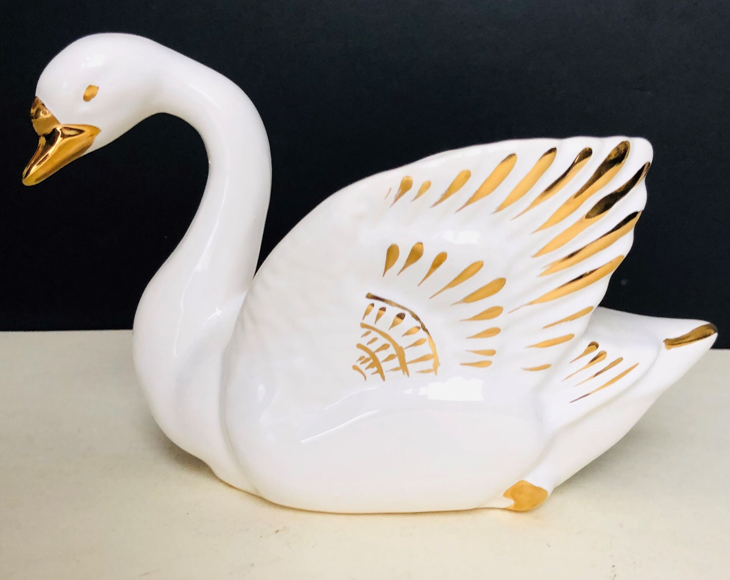 Empty swan white earthenware pockets