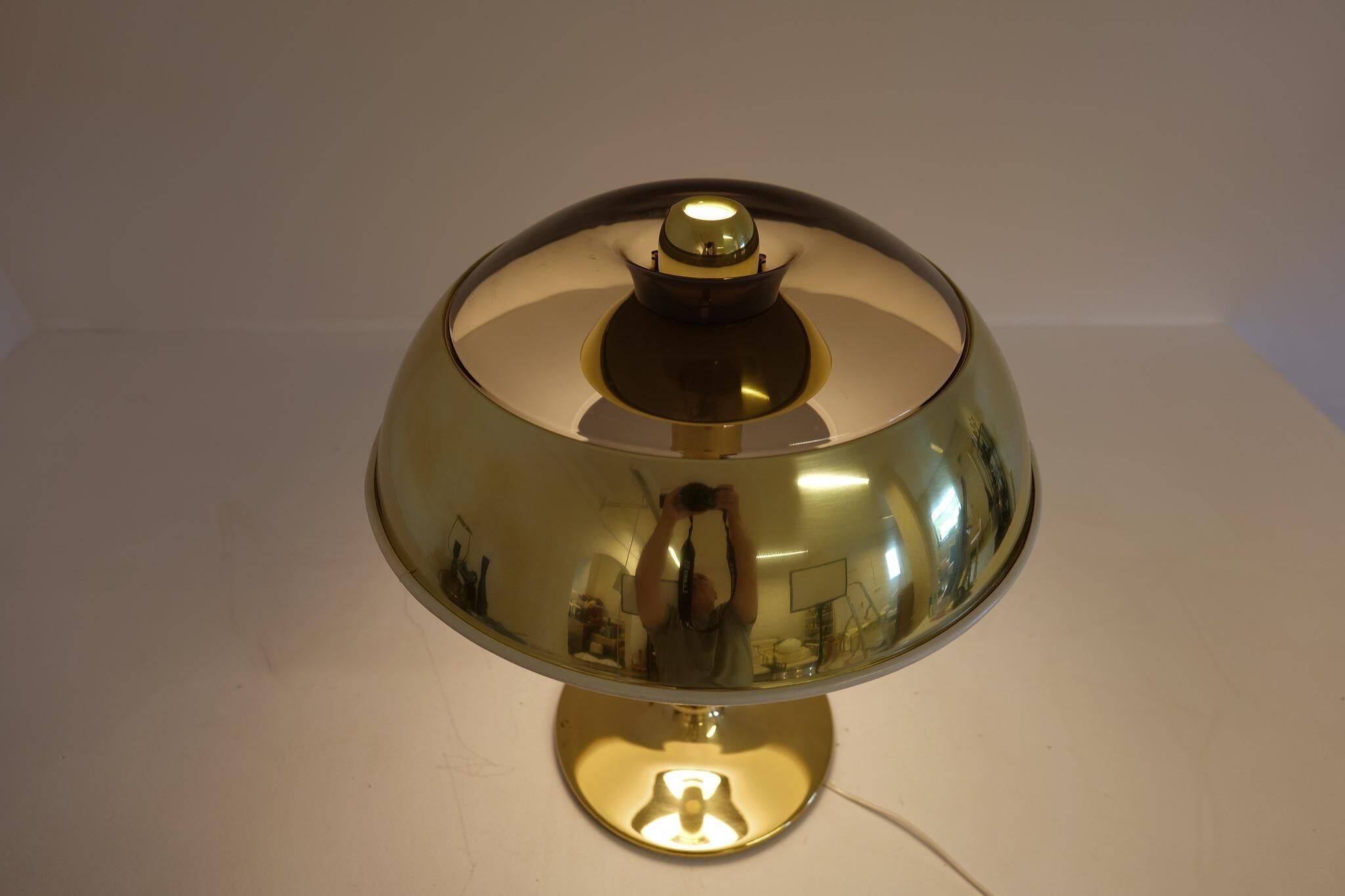 Large Space Age table lamp in brass by Fagerhults, Sweden, 1970s.
