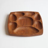 Scandinavian teak wooden tray with compartiments, 1970