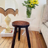 Dark wood tripod stool