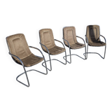 4 Cidue armchairs in chrome metal from the 70s