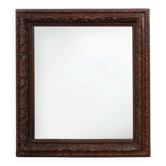 Large Antique French Carved Oak Mirror, Late 19th Century