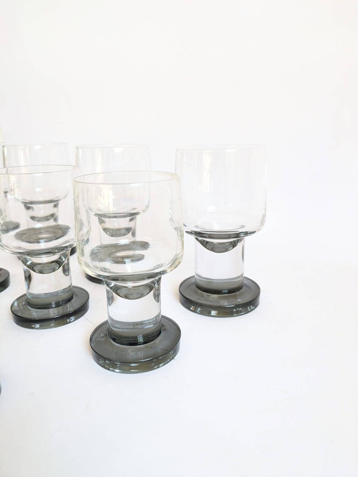 Space age Crystal drinking glasses in three sizes by Bayel, France 1970s