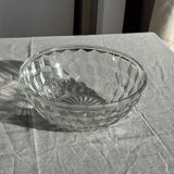 Small vintage glass bowl with a cube pattern.