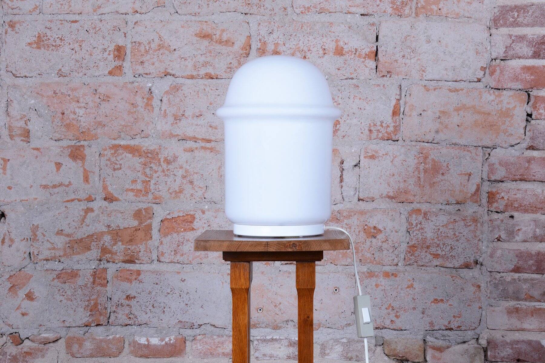 Mid-Century Table Lamp in Lacquered Metal and Opal Glass, Czech, 1960s