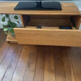 Scandinavian TV unit in solid light oak